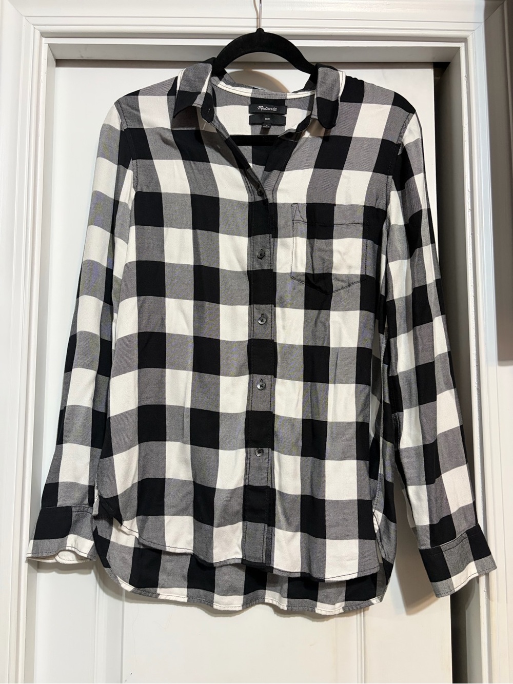 Madewell Black and White Buffalo Check Button-Down Shirt